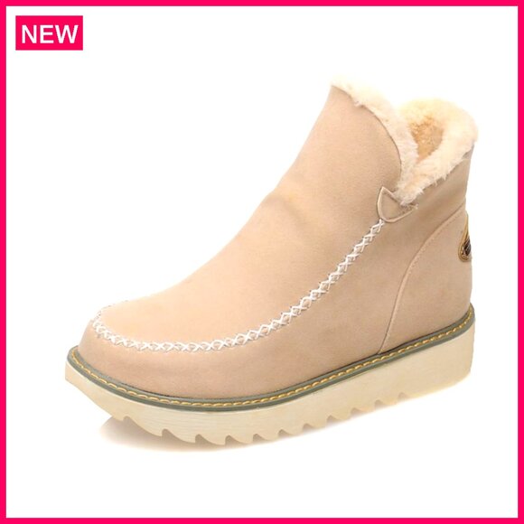 Women's Waterproof Ankle Snow Boots with Fur Lining Lightweight Anti-Slip